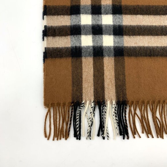 Burberry Brown Classic Check Cashmere Fringe Scarf - Picture 3 of 9
